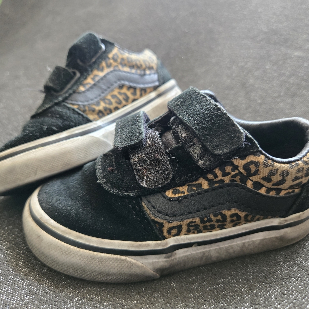 Vans Kids Black and Leopard Sneakers